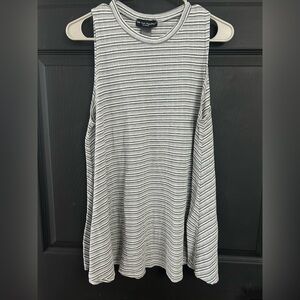 See You Monday Black and White Striped Tank Top